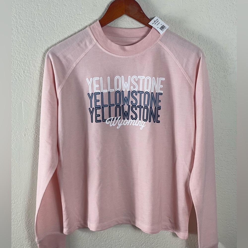 NWT EMI Yellowstone Wyoming Blush pink Long sleeve tee size M~ Park Gift shop